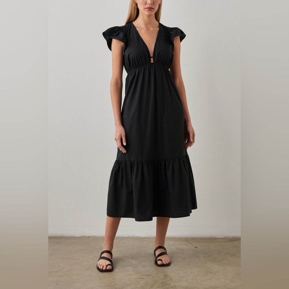 Rails Tina cotton poplin black midi dress women’s XL extra large